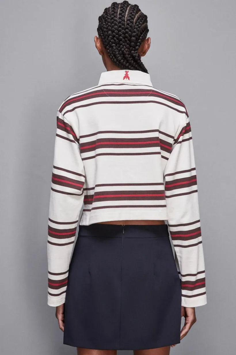 Polo cropped con manica lunga