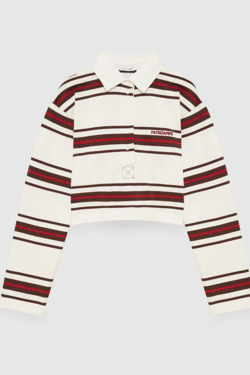 Polo cropped con manica lunga