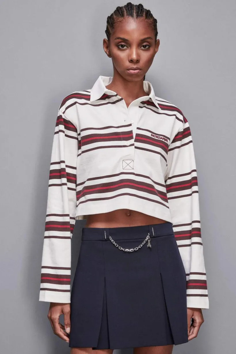 Polo cropped con manica lunga