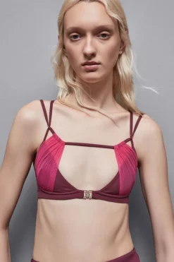 Reggiseno con strass in jersey e tulle