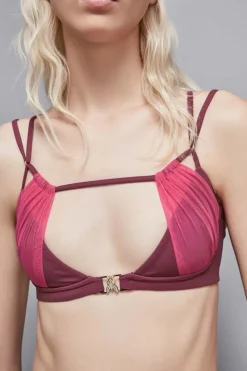 Reggiseno con strass in jersey e tulle