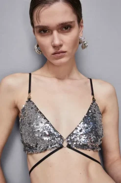 Reggiseno in tulle con paillettes