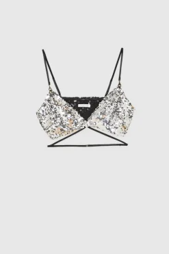 Reggiseno in tulle con paillettes