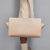 Shopping bag in pelle con zip