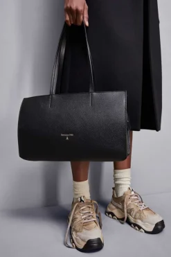 Shopping bag in pelle con zip