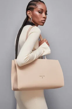 Shopping bag in pelle con zip