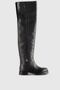 Stivali alti in pelle con zip laterale