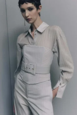 Top bustier gessato in flanella