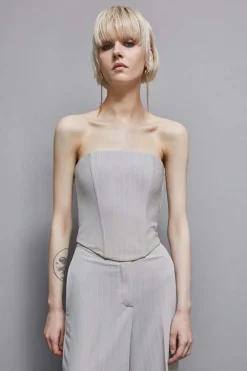Top bustier gessato in flanella