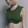 Top cropped in felpa misto cotone
