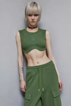 Top cropped in felpa misto cotone