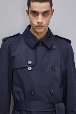 Trench doppio petto in gabardina di cotone