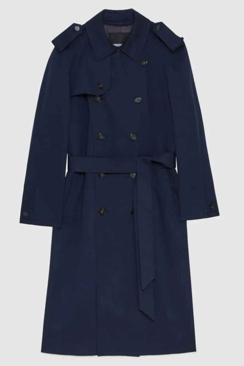 Trench doppio petto in gabardina di cotone