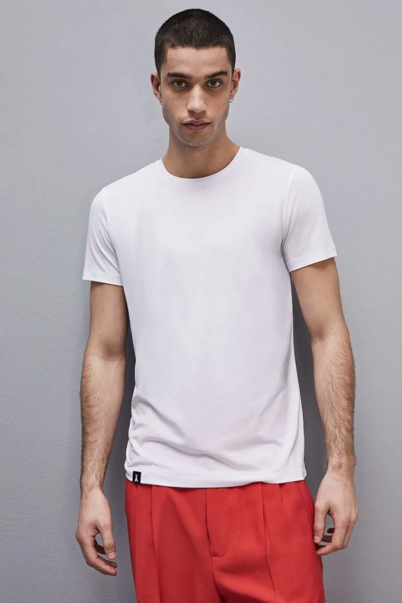 T-shirt slim fit in lyocell e cotone